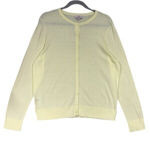 NEW Loft Lightweight Sheer Knit Button Up Cardigan Sz XL Yellow Preppy